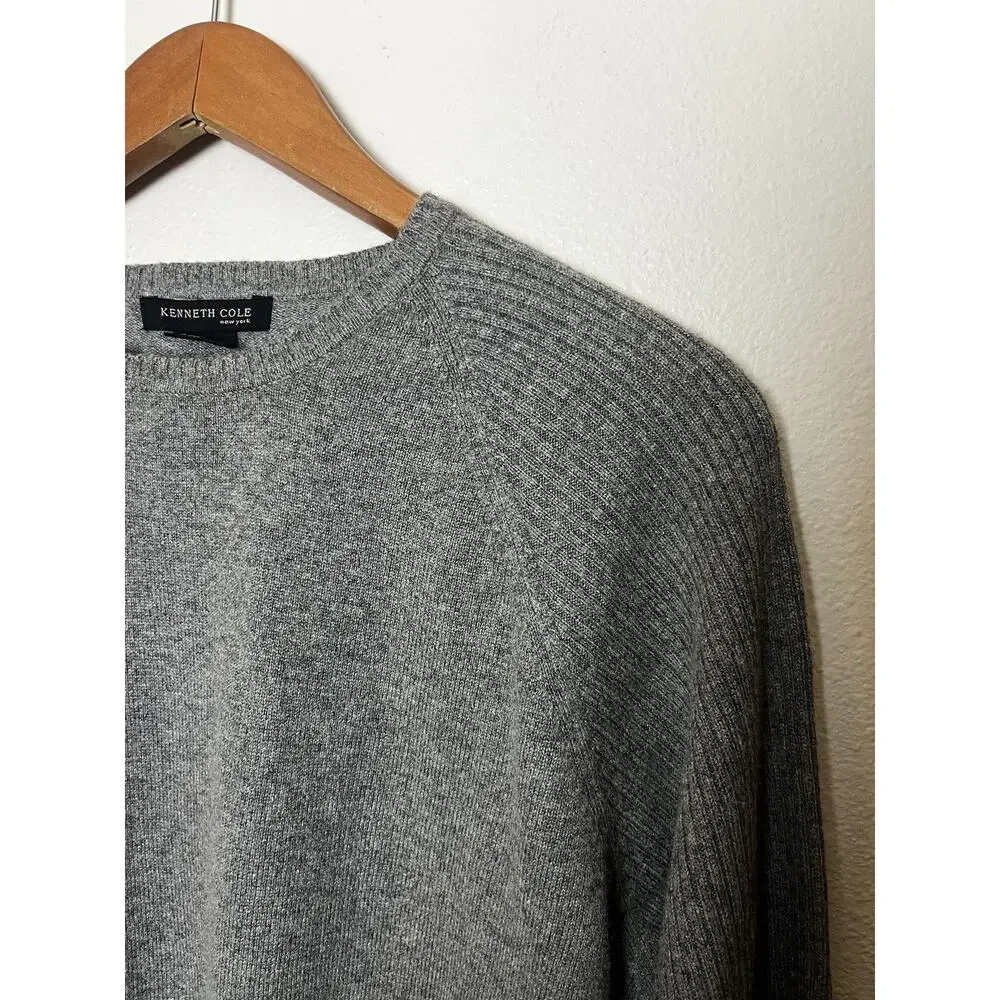 Kenneth Cole Silk Cashmere Gray Pullover Sweater Men’s Sz XL Minimalist Classic